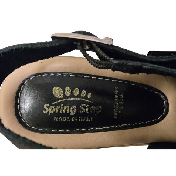 Spring Step Comfort 3" Cork-Heel Black-Perforated-Leather Women 41-10.5 Sandals - Picture 6 of 7